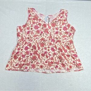 Grace + Karma Floral Paisley Peplum Blouse Women’s 2X Pink Sleeveless V Neck NWT